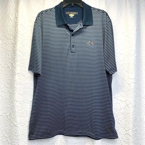 ✅ Greg Norman Blue, White, Striped Polo Shirt